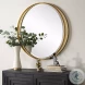 Rhodes Antique Metallic Gold Leaf Round Mirror