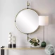 Guardwyn Elegant Antique Brass Round Mirror