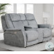 Linus Hudson Grey Zero Gravity Power Reclining Console Loveseat