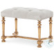 Hughes Taupe Velvet And Gold Leaf Bench