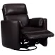 Radius Hickory Brown Leather Swivel Glider Recliner with Pillows