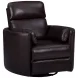 Radius Hickory Brown Leather Swivel Glider Recliner with Pillows