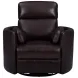 Radius Hickory Brown Leather Swivel Glider Recliner with Pillows