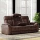Royce Fantom Brown Power Reclining Sofa with Drop Down Console and Power Headrest