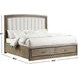 Sonoma Gray Upholstered King Panel Bed with 2 Front Storage Drawers