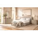 Loggia Aria and Beige Performance Fabric King Upholstered Shelter Bed