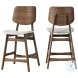 Oscar Walnut And Beige Upholstered Counter Height Stool Set Of 2