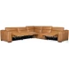Fresco Brown Leather 5 Piece Power Reclining Sectional With 4 Power Recliners