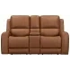Belmont Lyric Caramel Leather 77" Zero Gravity Power Reclining Loveseat with Console and USB Charging