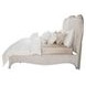 London Crest Creamy Pearl Velvet Queen Panel Bed with USB Charging
