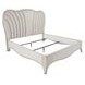 London Crest Creamy Pearl Velvet Queen Panel Bed with USB Charging