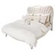 London Crest Creamy Pearl Velvet Queen Panel Bed with USB Charging