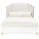 Palm Gate Cloud White and Cream California King Upholstered Panel Bed with USB Charging