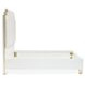 Palm Gate Cloud White and Cream California King Upholstered Panel Bed with USB Charging