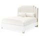 Palm Gate Cloud White and Cream California King Upholstered Panel Bed with USB Charging