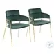 Napoli Gold Metal And Emerald Green Velvet Dining Chair Set Of 2