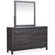 Merrifield Raisin Black 6 Drawer Dresser with Rectangular Mirror