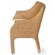 Noelle Basketweave Rattan Wrapped Performance Fabric Dining Chair with Ivory Linen Cushion