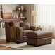 Nova Bomber Walnut Rectangular Top Grain Leather Ottoman