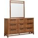 Everpine Honey Wheat 9 Drawer Dresser with Rectangular Mirror