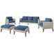 Carezza Dark Blue and Natural Upholstered 5 Piece Conversation Set