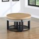 Magnolia Brown Round Nesting Coffee Table with 4 Stools