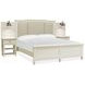 Silverwillow Egg Shell White and Cream California King Upholstered Wall Panel Bed with 2 Nightstand and USB Charging