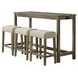 Turner Cream and Oak Upholstered 4 Piece Bar Table Set with USB Charging