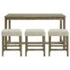 Turner Cream and Oak Upholstered 4 Piece Bar Table Set with USB Charging