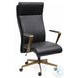 Lazric Black Leather Swivel Office Chair