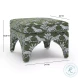 Raji Olive Green Leopard Jacquard Ottoman