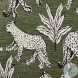 Raji Olive Green Leopard Jacquard Ottoman