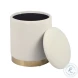 Zoe Cream Chenille Storage Ottoman