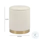 Zoe Cream Chenille Storage Ottoman