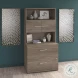 Office 500 Modern Hickory 36" 2 Drawer Lateral File Cabinet With Hutch