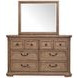 Adler Court Florentine Walnut 6 Drawer Dresser with Rectangular Mirror