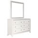 Cassie White 6 Drawer Dresser and Rectangular Mirror