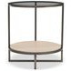 Harlow Bronze And White Travertine Stone Metal Round Chairside Table