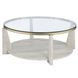 Wanda Beige Round Glass Top Coffee Table with Casters