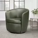 Barolo Lyric Sage Leather Upholstered Swivel Club Chair