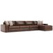 Nest Brown Leather 3 Piece Modular Sectional with RAF Chaise and Pillows