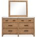 Foxrun Hollow Sierra Brown and White 6 Drawer Marble Top Dresser with Rectangular Mirror