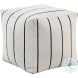 Pewter Black And Off White Pouf