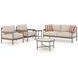 Big Creek Cove Beige and Brown Performance Fabric 5 Piece Outdoor Conversation Set