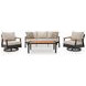 Carlsbad Beach Gray and Brown Performance Fabric 4 Piece Outdoor Conversation Set