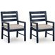 Mabry Shores Navy Blue and Driftwood 88" Rectangular Outdoor Dining Room Set