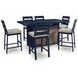 Mabry Shores Navy Blue and Driftwood 70" Rectangular Outdoor Bar Table with Fire Pit