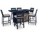 Mabry Shores Navy Blue and Driftwood 70" Rectangular Outdoor Bar Table with Fire Pit