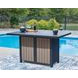Mabry Shores Navy Blue and Driftwood 70" Rectangular Outdoor Bar Dining Room Set with Fire Pit