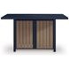Mabry Shores Navy Blue and Driftwood 70" Rectangular Outdoor Bar Dining Room Set with Fire Pit